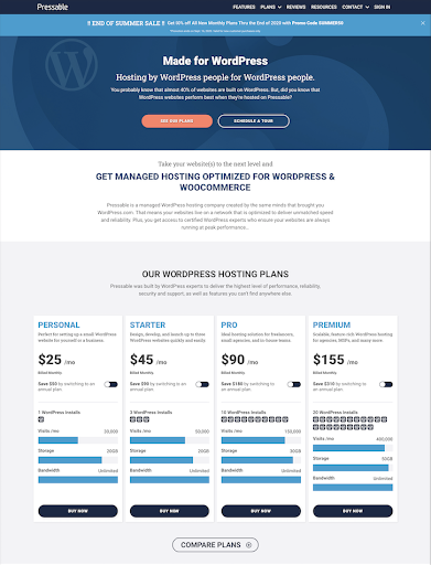 SaaS Company Example Pricing Landing Page